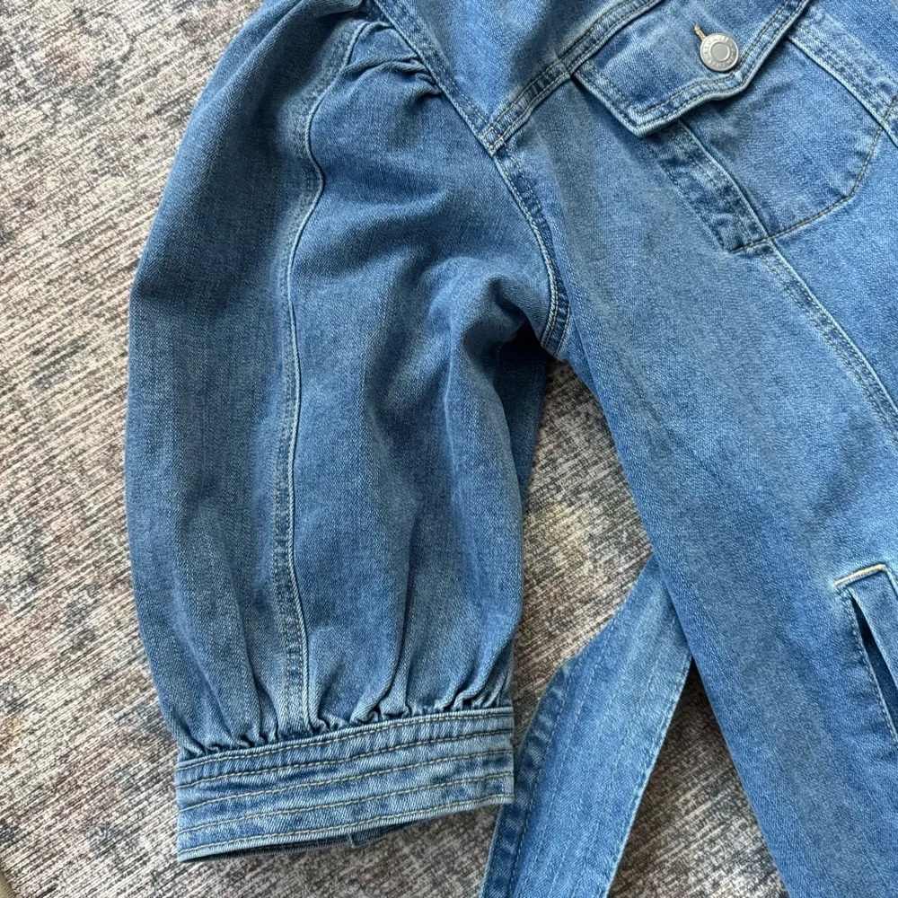 ELOQUII Elements Women's Plus Puff Sleeve Denim Jacket Dress size 22 - Picture 9 of 10